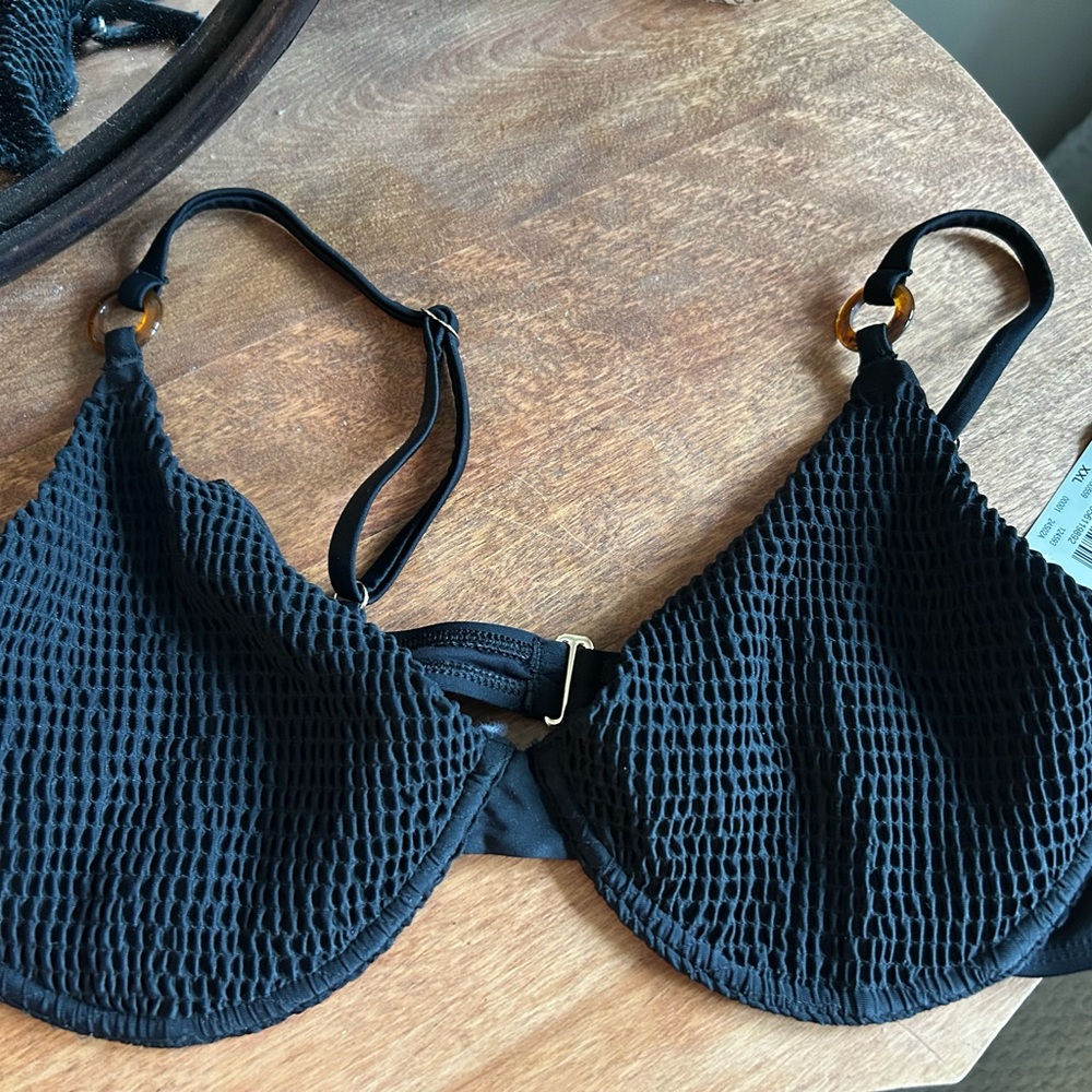 Aqua Black Textured Bra